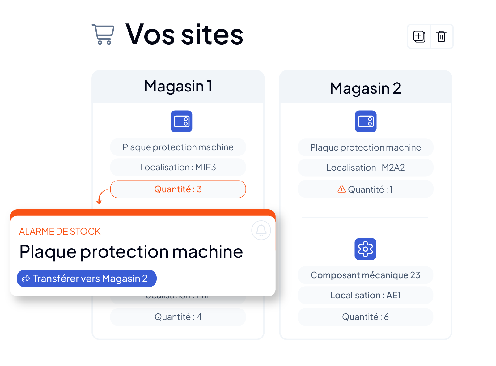 Gestion des stocks multisites et de leur localisation dans la GMAO AQ Manager