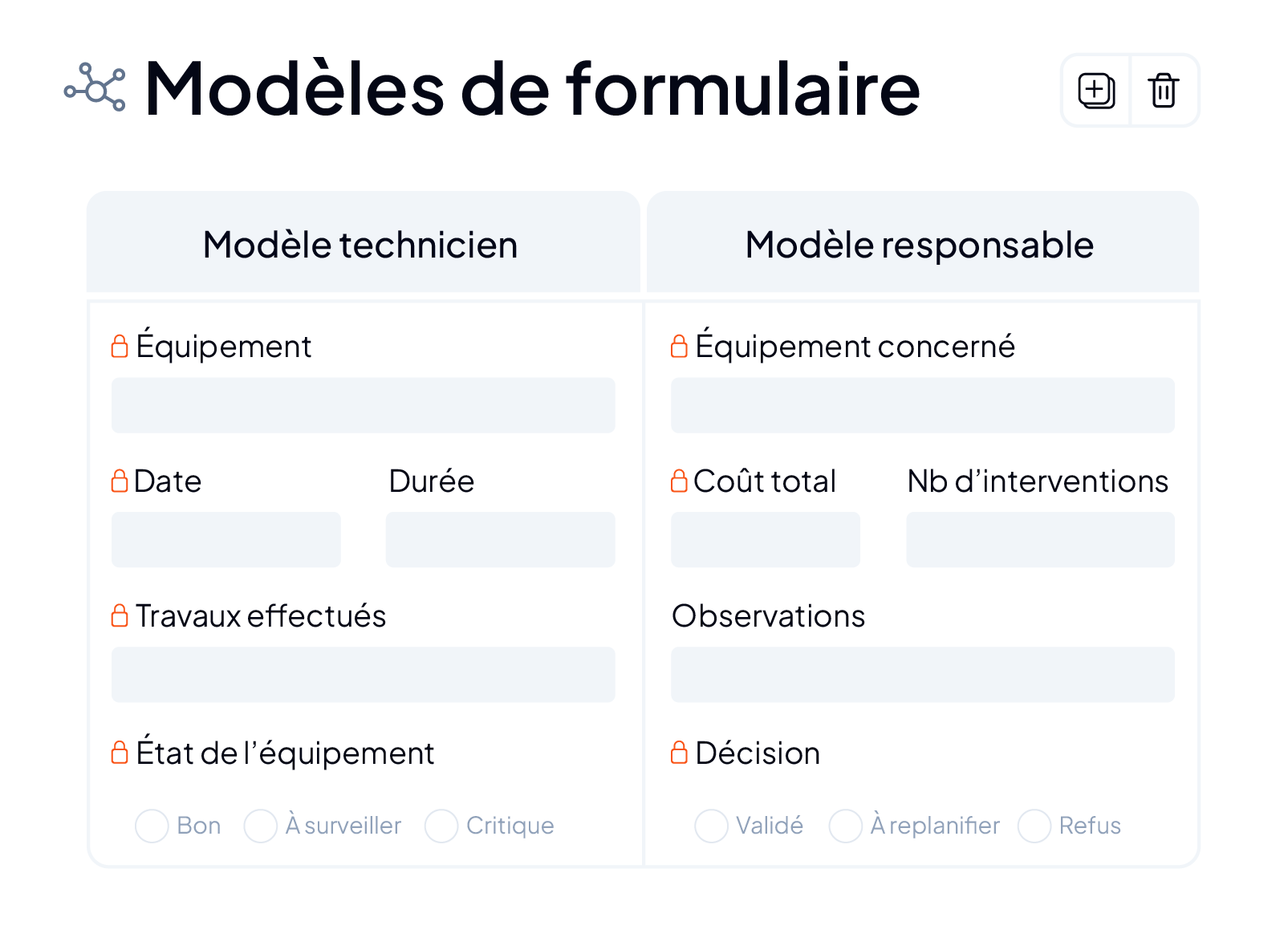 Personnalisation des champs et modèles d'ordres de travail dans AQ Manager