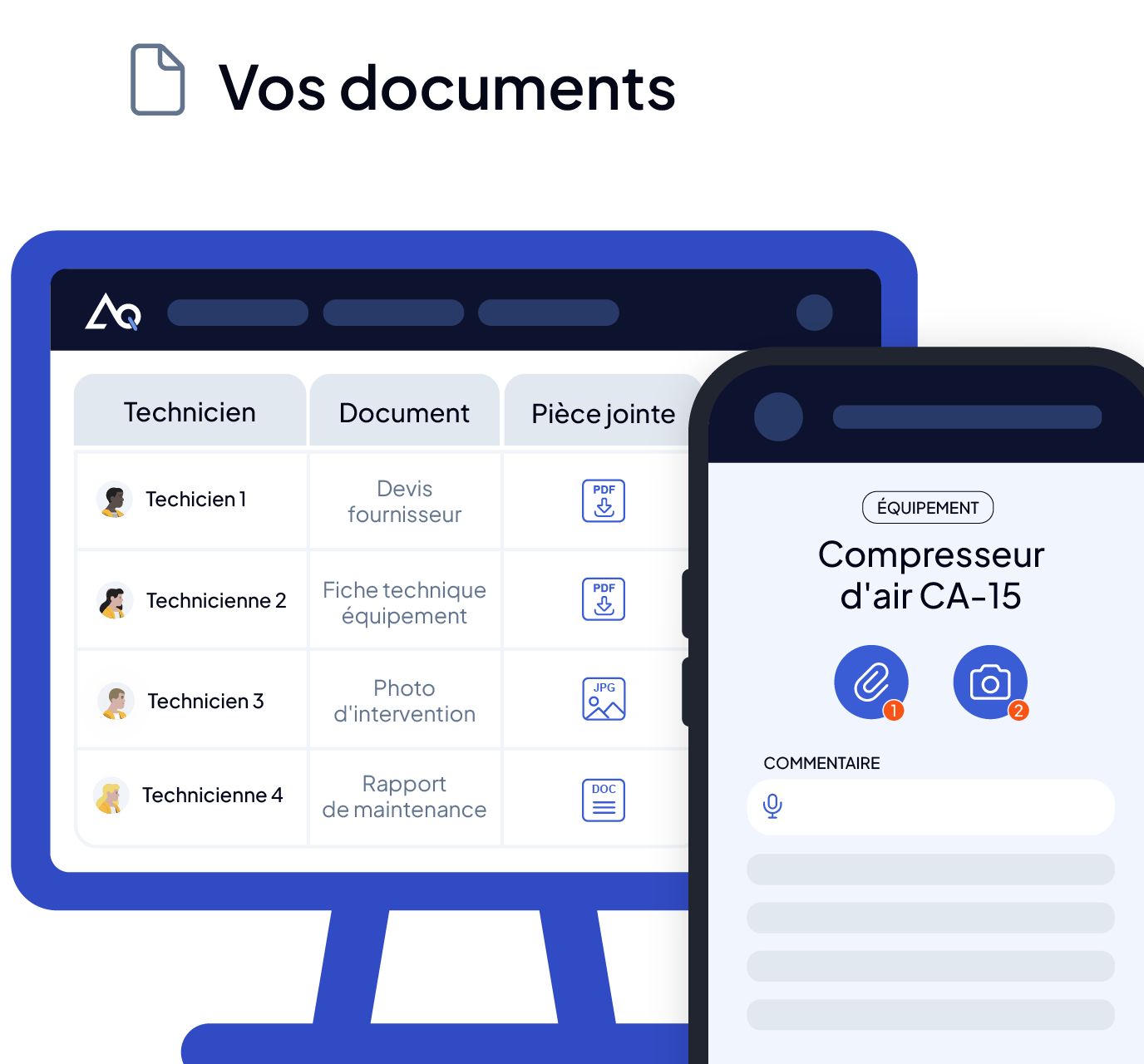 Aperçu de la gestion documentaire de maintenance dans AQ Manager