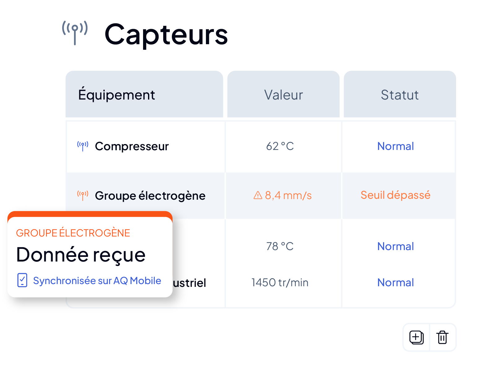 Collecte de données par capteurs connectés dans la GMAO AQ Manager