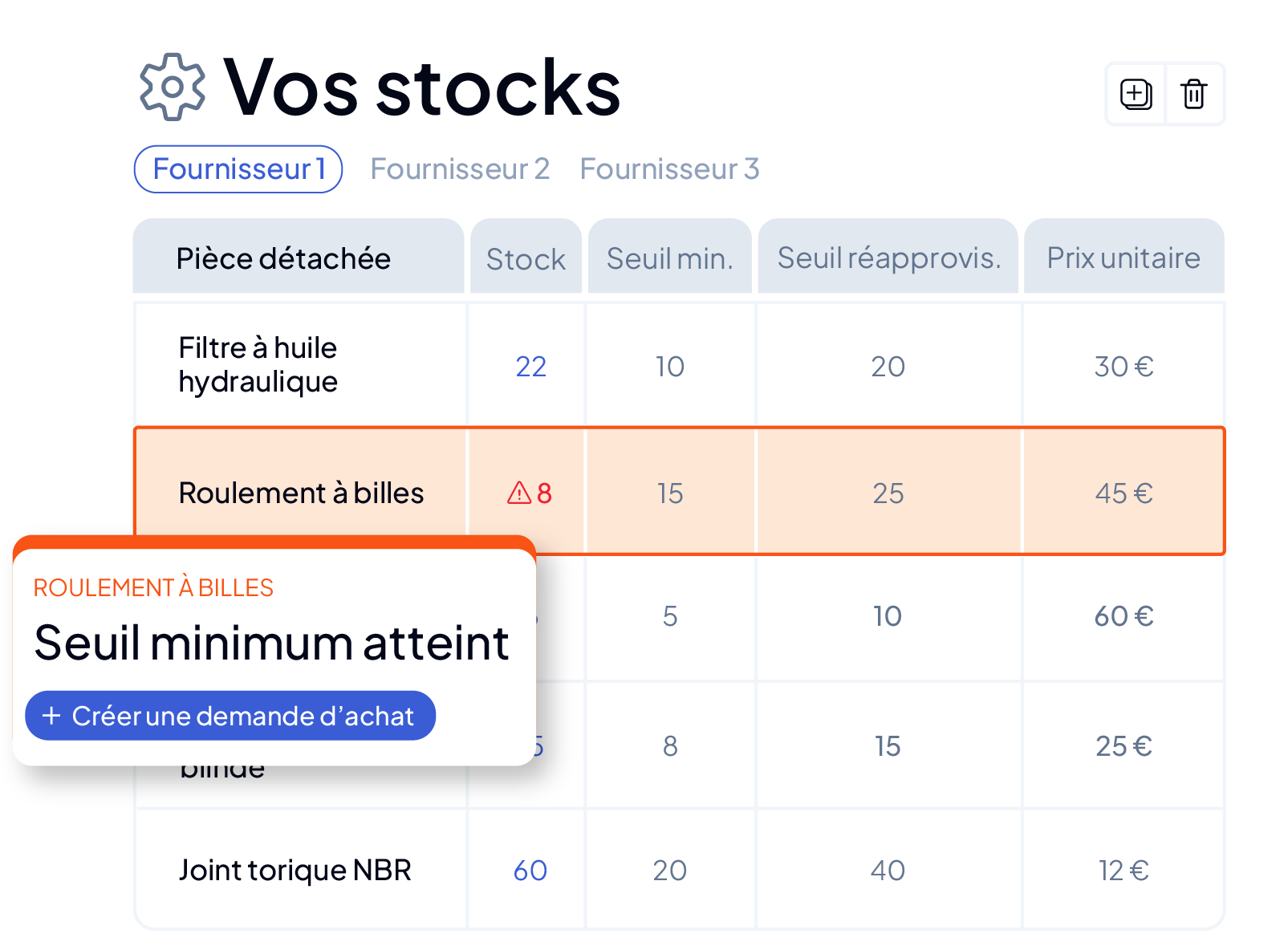 Paramétrage des seuils de réapprovisionnement des stocks dans la GMAO AQ Manager