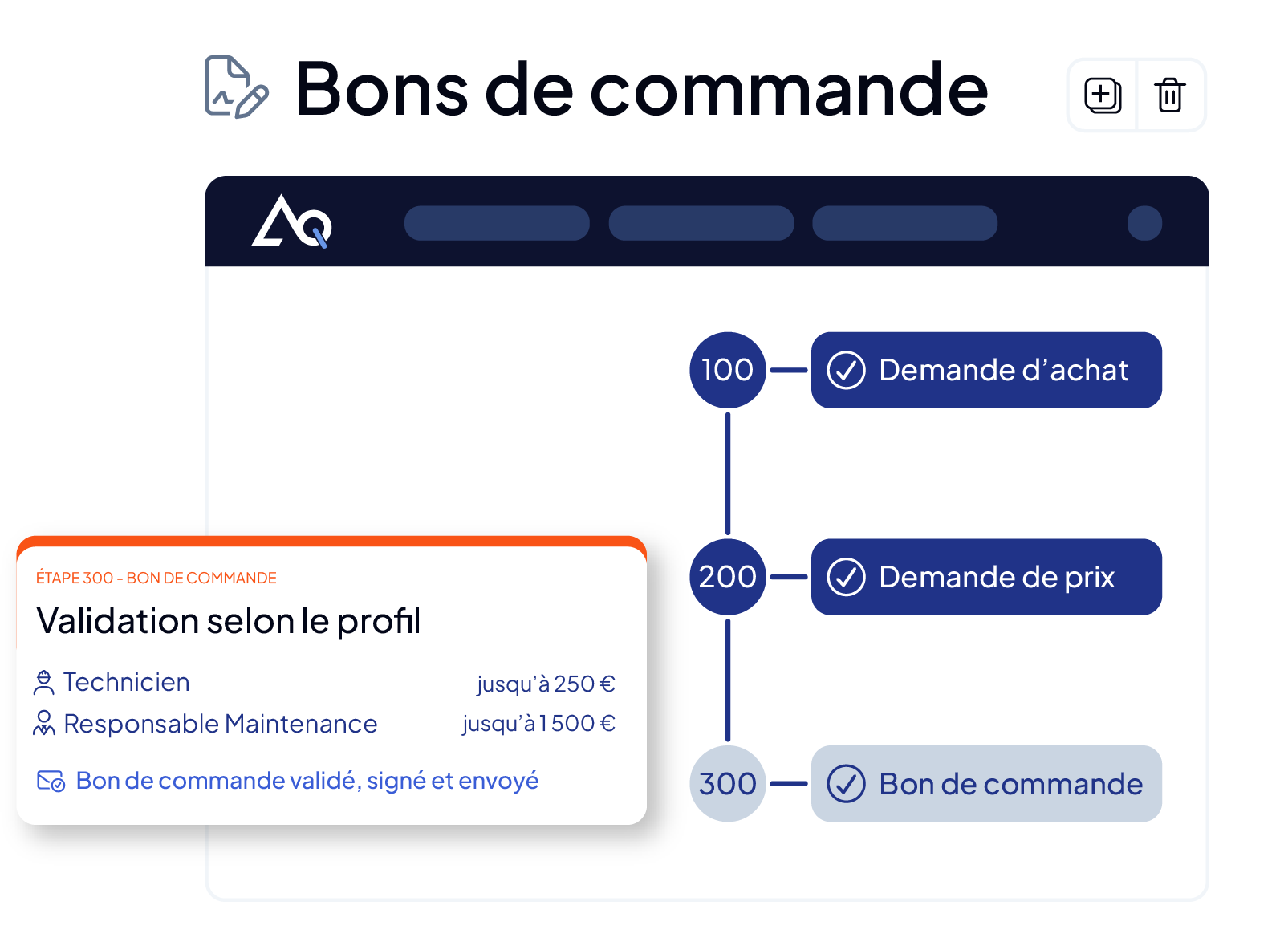 Création et suivi des bons de commande dans la GMAO AQ Manager
