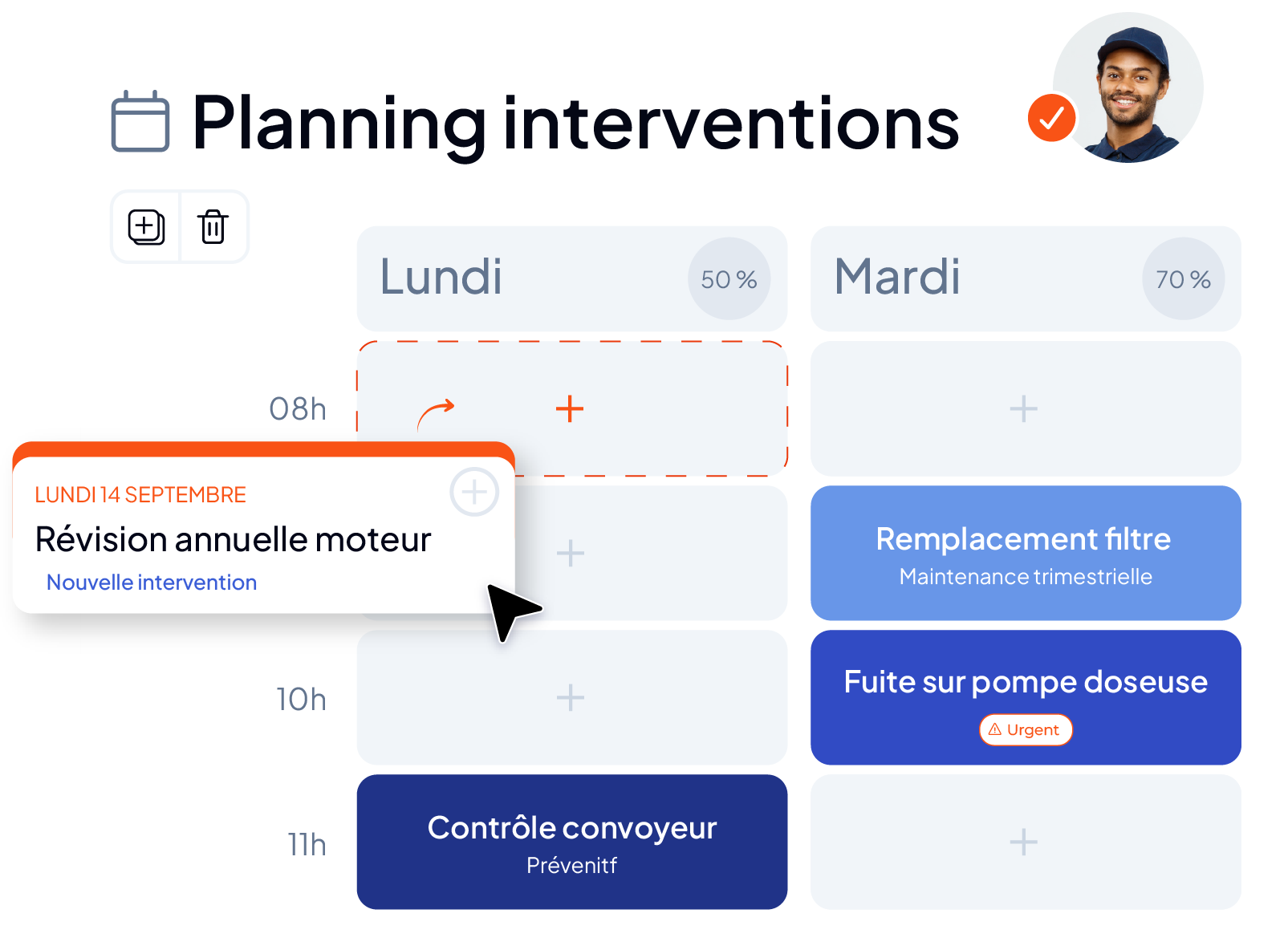 Ergonomie du planning des travaux dans la GMAO AQ Manager
