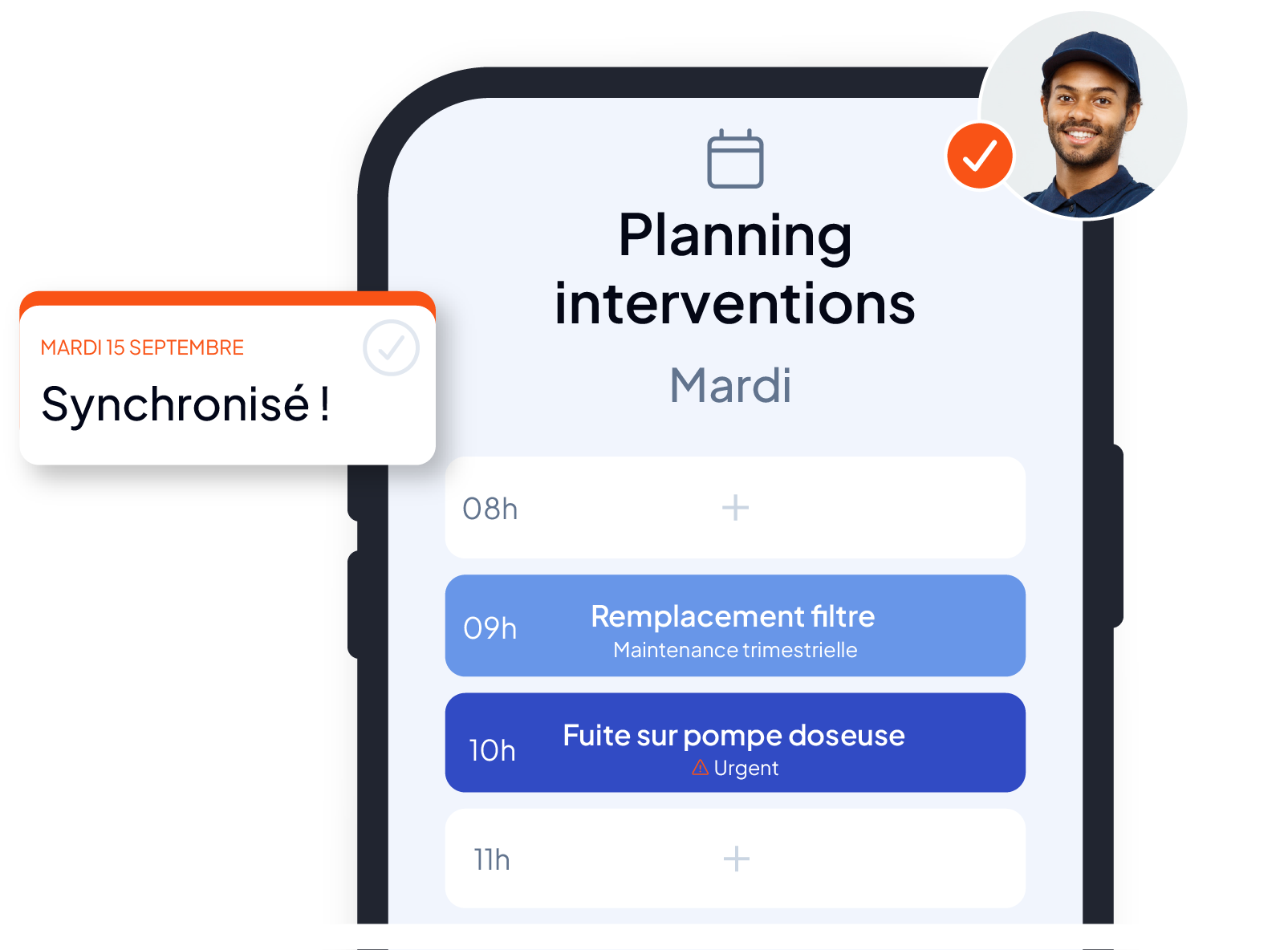Consultation du planning des interventions depuis l'application mobile AQ Manager