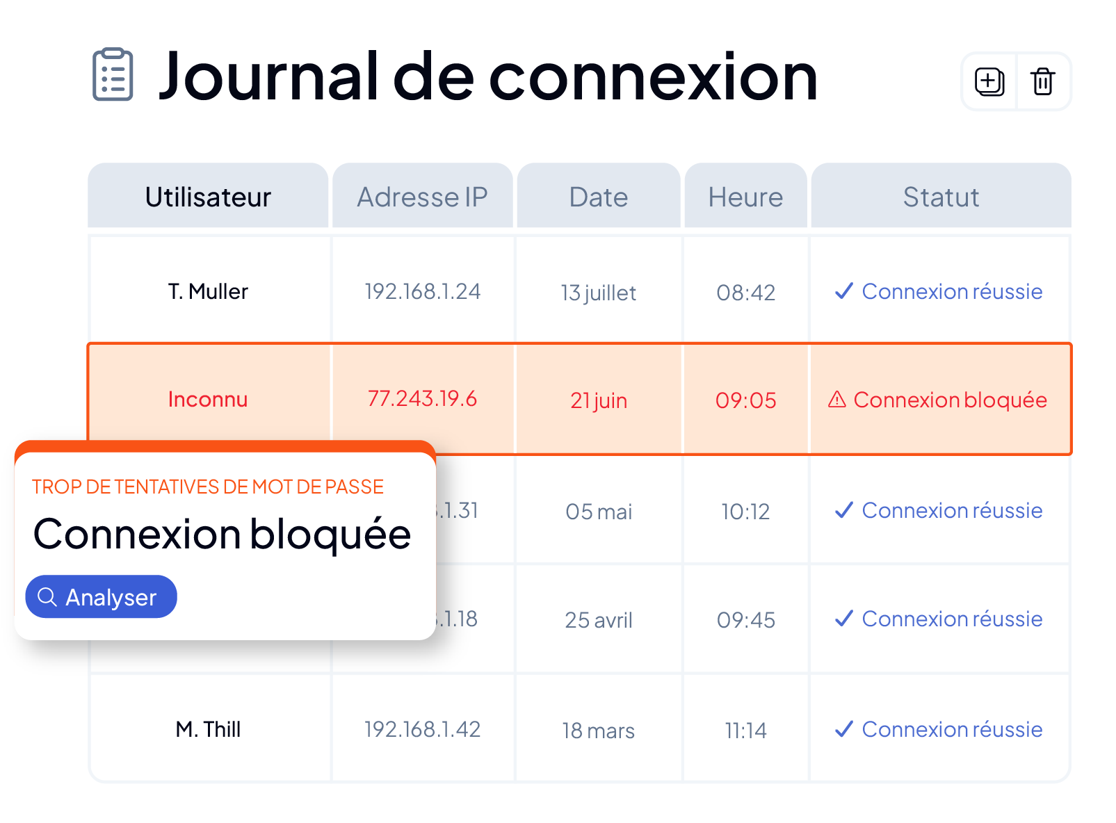 Journal des connexions utilisateurs dans le logiciel GMAO AQ Manager