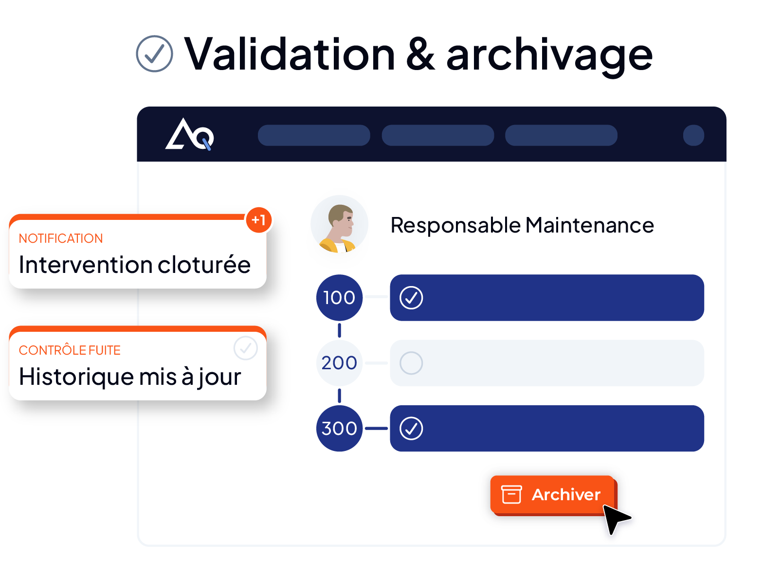 Validation et archivage des rapports d'intervention dans la GMAO AQ Manager