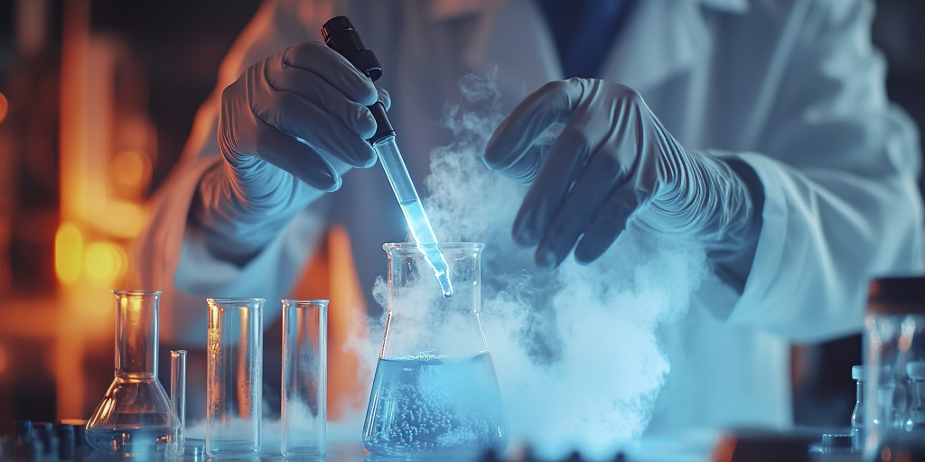 Technicien manipulant pipettes dans un laboratoire de chimie